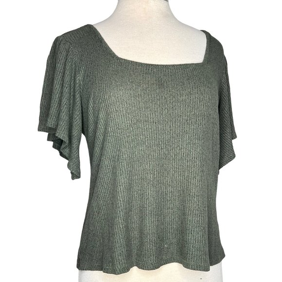MAUNCES Women's Sweater Size Medium Pull Over Short Sleeve Green Knit Open Back - Picture 9 of 14